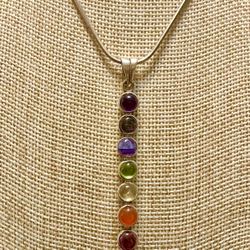 Sterling Silver And Natural Stone Chakra Pendant