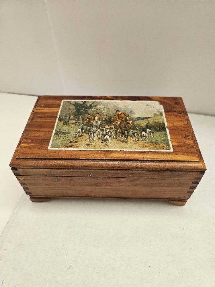 Vintage Wooden Trinket Chest Box w/ Sewing Needles β Jewelry, Candy, Keepsake Storage