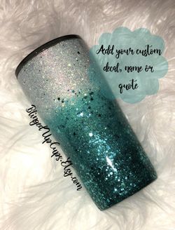 Teal ombré glitter tumbler