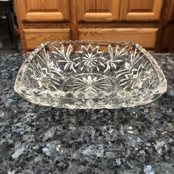 Vintage Clear Cut Glass Dish.  Shape Square.  Size 6 1/4 Inches.  Preowned Excellent Condition 