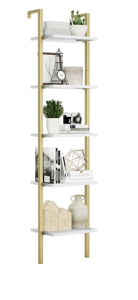 Gold & Marble 5 Tier Wall Ladder Shelf