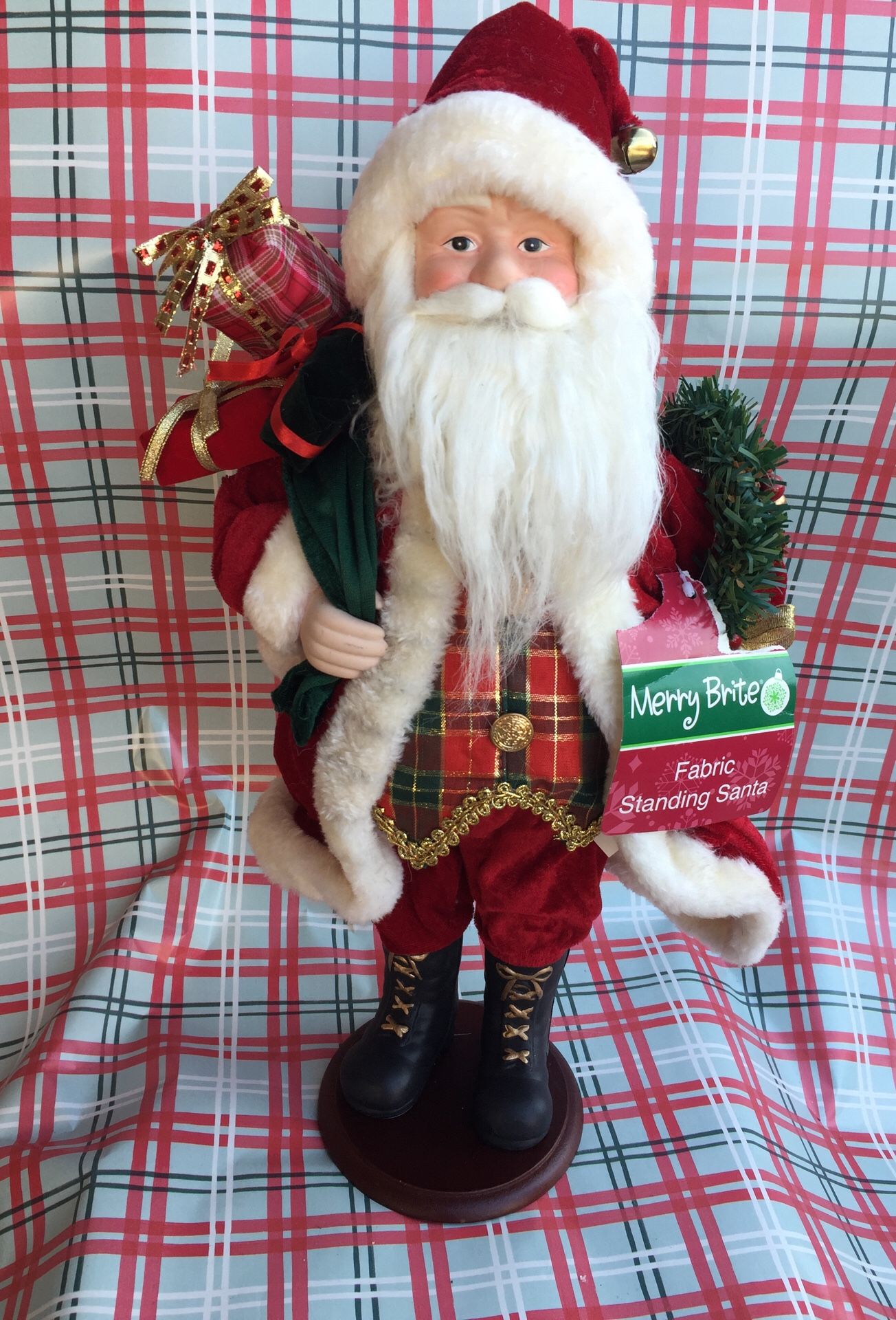 Christmas fabric standing santa