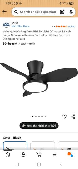 Ceiling Fan with LED Light DC motor 32 inch Large Air Volume Remote Control for Kitchen Bedroom Dining room Patio