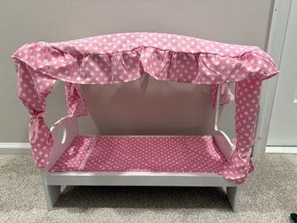 Doll Canopy Bed with Bedding for 18 Inch Dolls