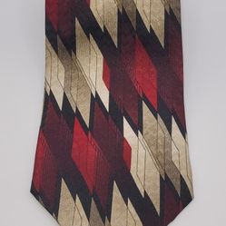 58x4 David Taylor Necktie Polyester Red Gold Black Diamond Retro Pattern 