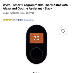 Wyze - Smart Programmable Thermostat with Alexa and Google Assistant - Black