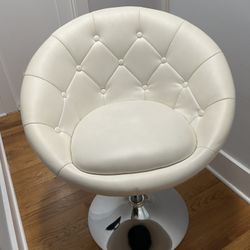 Leather Round White Office Chair 