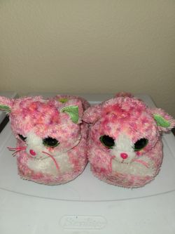 Girls TY Pink Cat Slippers. SIZE 2/3.