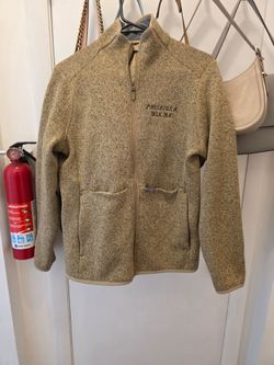 FIGS Women's Tan Brown Heather Knit Zip Up Jacket Medium M Pockets