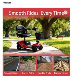 4-Wheel Electric Mobility Scooter Red  M1Lite