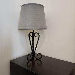 Wrought Iron Table Lamp with Grey Shade