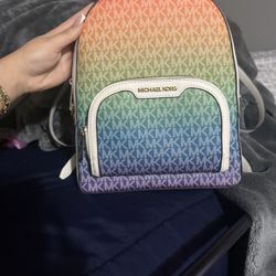 The Michael Kors Jaycee Medium Rainbow Signature Logo Backpack