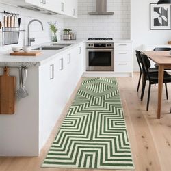 Garvee Modern Area Rug 2x6 Green Runner