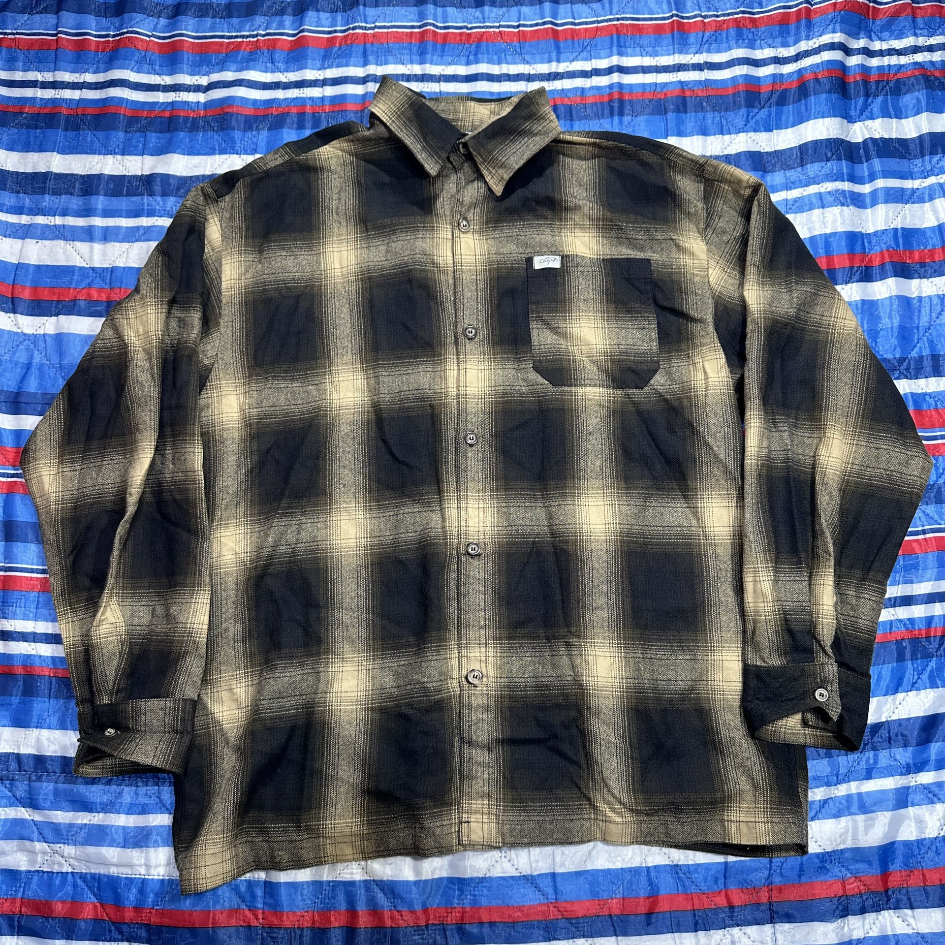 Vintage CalTop Shirt Men’s Size XL Black Brown Plaid Flannel Button Up ...