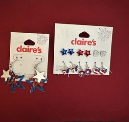 New! Claire’s Earrings-Patriotic Red White & Blue
