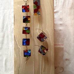 Art glass/ sterling set