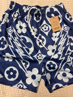 Large Capsule 3 Mesh Shorts Blue Monogram Print