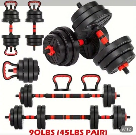 90lb Adjustable Dumb-Bell Kettle-Bell Set 