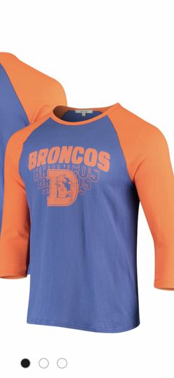 Men's Denver Broncos Junk Food Royal Colorblock Raglan 3/4 Sleeve T-Shirt