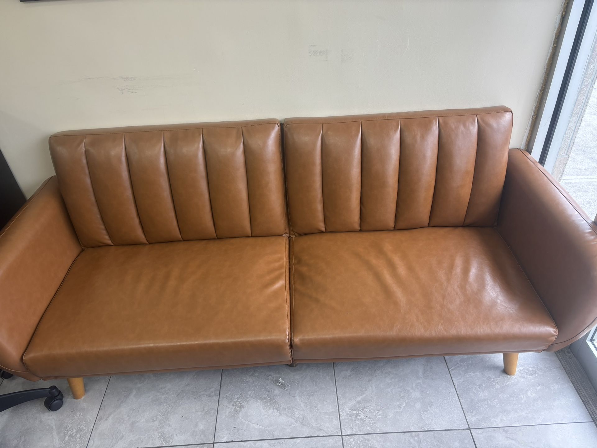 Brittany 81.5” Vegan Leather Convertible Sofa