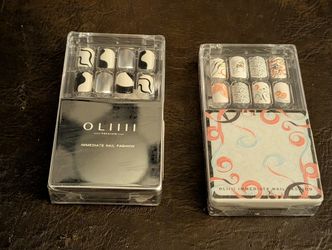 New Press-On Nail Sets - Abstract Black/White & Pastel Swirl Designs - 2 Packs