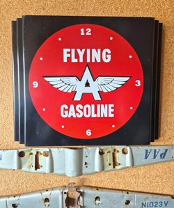 Flying A Gasoline Sign Clock Face Metal