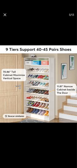 2 White Storage Cabinets / Shoe Organizers – Like New