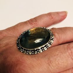 Labradorite 925 Sterling Silver Ring 