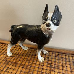 Antique Vintage Right Facing 10"lb Hubley Boston Terrier Cast Iron Dog Doorstop