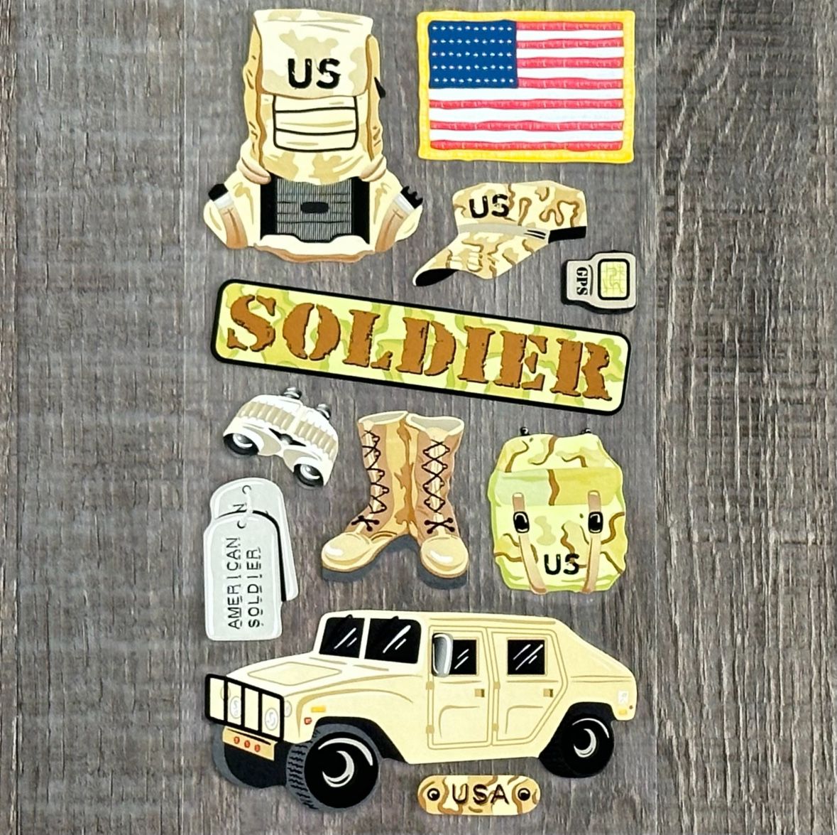New US Soldier Scrapbook Stickers