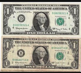 2 Old 1963 Dollar Bills