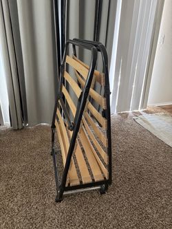 Folding Bed Frame with Wood Slats