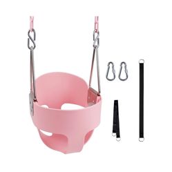 Toddler Swing, 59" Coated Heavy-Duty Iron Chains Baby Swing Outdoor, High Back Full Bucket Infant Swing Seat with Tree Straps for Swing Sets Backyard 