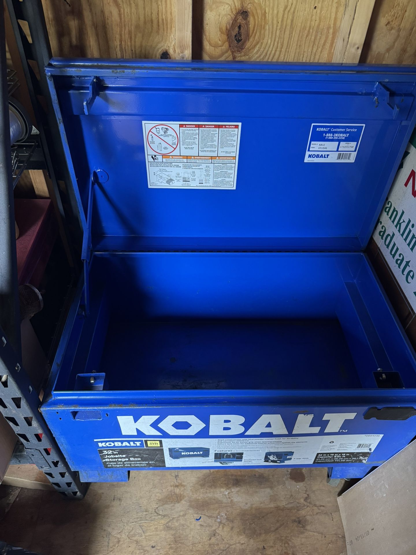 Kobalt 19-in W x 32-in L x 18-in H Blue Steel Jobsite Box