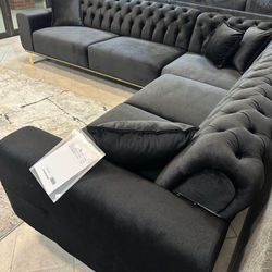🍄 Oscar  Luxury 3 Piece Black Sectional | Sectional-Gray | Sofa | Loveseat | Couch | Sofa | Sleeper| Living Room Furniture| Garden Furniture | Patio 