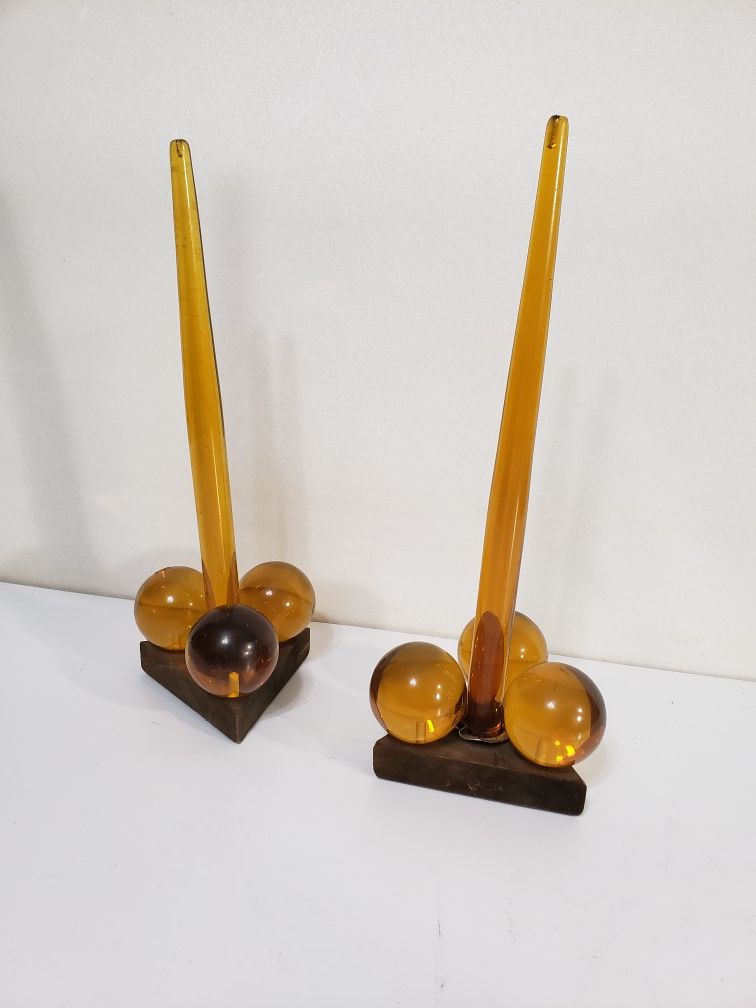 Mid century vintage Lucite grape candle holders