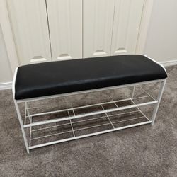 Black and White Shoe Bench Rack 