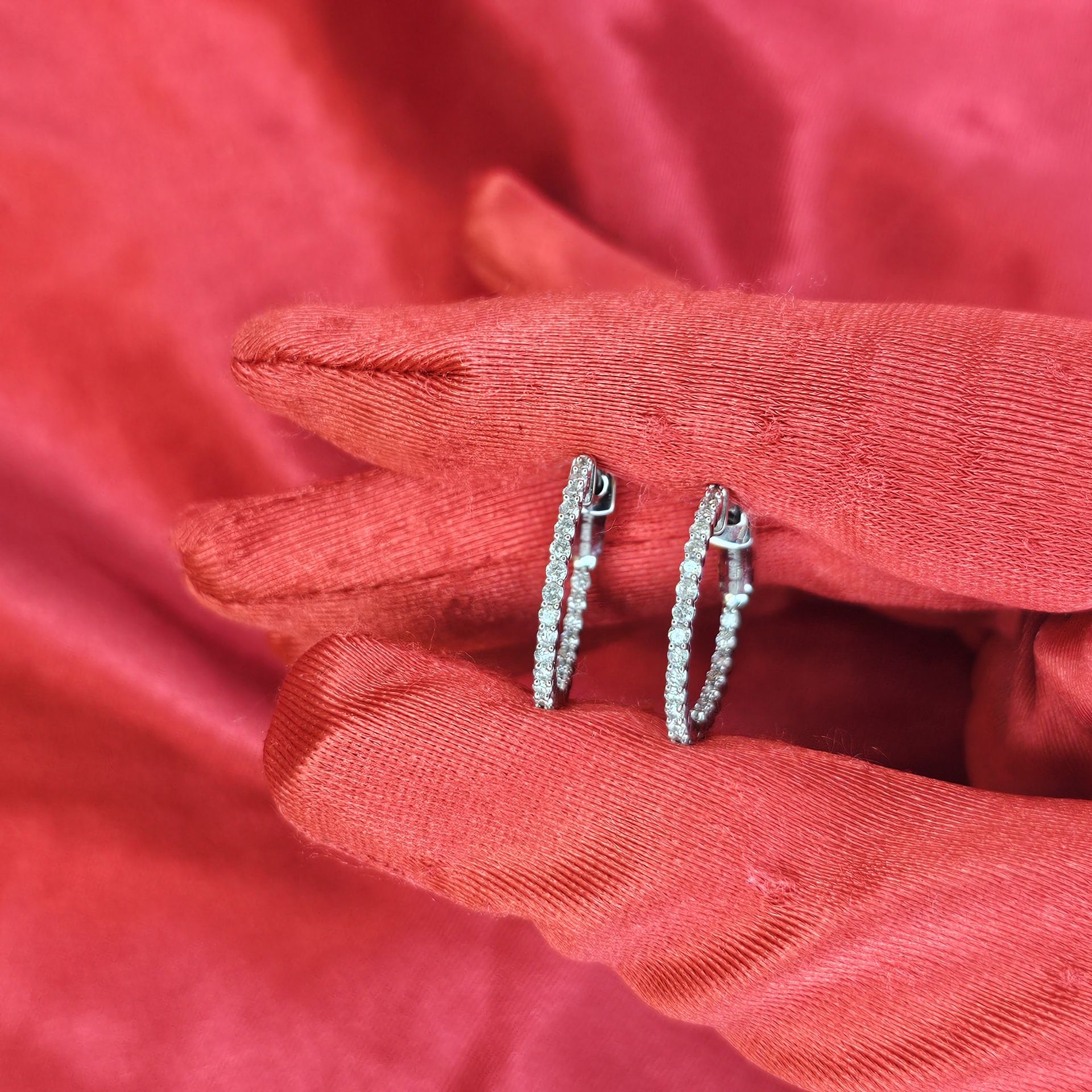 10k White Gold Diamond Hoop Earrings 1/2 ctw