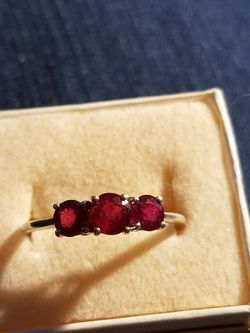 Triple ruby sterling ring