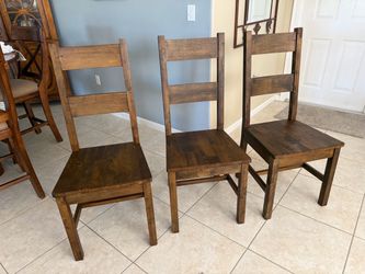 Set of 3 Wood Ladder-Back Dining Chairs