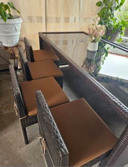 Patio Set 9pc/Outdoor Wicker Dining Set/Outdoor Furniture/Cash Only 