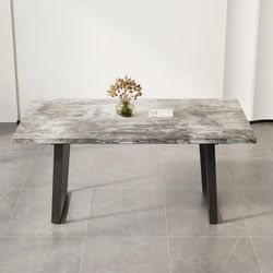 Modern Dining Table For 4-6 Persons, 62.9-inch Rectangular Wooden Dining Table.