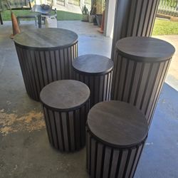 6 Mesas Redondas Para Exhibir Plantas Botellas Arte Etc.