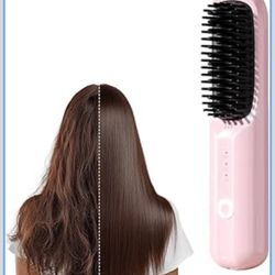 Cordless Hair Straightener Brush,  Portable Hair Straightener, Fast Heating MCH Ceramic Brush for Smooth Frizz-Free Hair, USB Rechargeable for