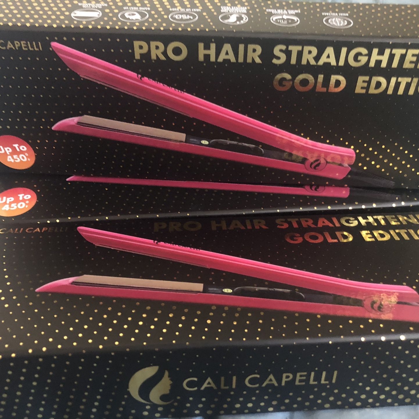 Cali Capelli Pro-Series 1.25″ Flat Iron Hair Straightener, Gold Edition (Pink)