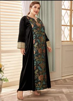 Very Beautiful  Fancy Banarci Fabric And Velvet Fabric Long Dress  Size XXXL New Thumbnail