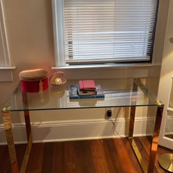 Gold Brass Glass Desk Brand New Still In Packaging