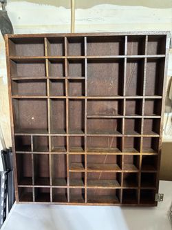 Vintage Wooden Printer's Tray Shadow Box