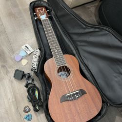 oscar schmidt left handed mahogany concert ukulele - set