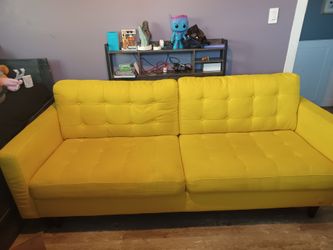 Yellow Tufted Fabric Sofa price negotiable